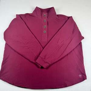 Ariat Women's Hometown Sweatshirt Snap Henley Pullover XXL Burgundy